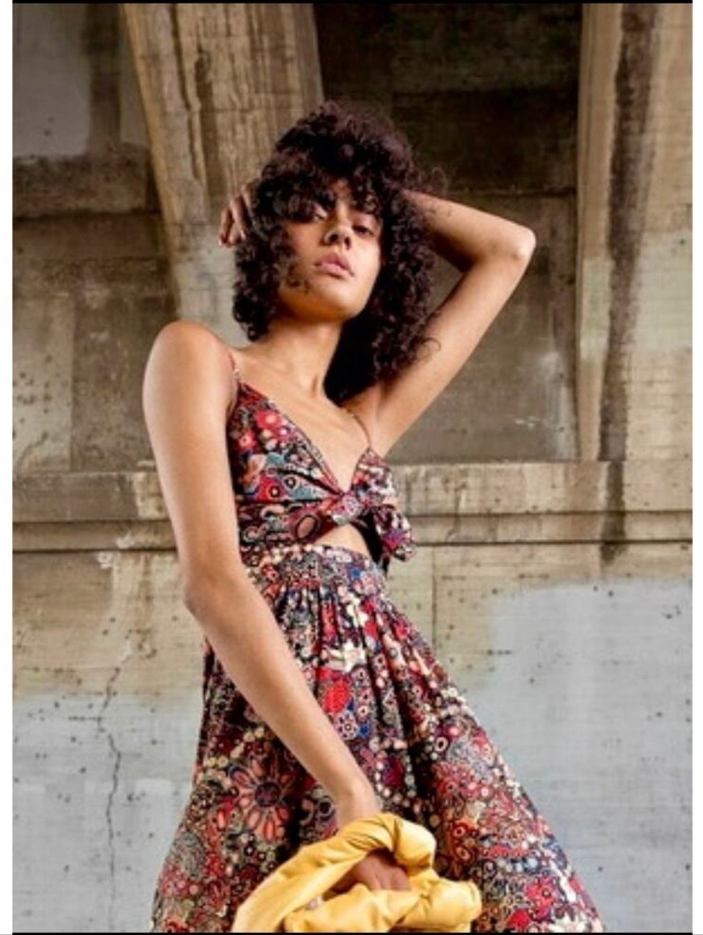 A.L.C. Dani Floral Cotton Mini Dress in Sangria Multi Tie Front Cutout